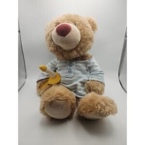 GUND Bedtime Bear Plush 2012 Pajamas Nightcap Blue Striped Lullaby Non-Working